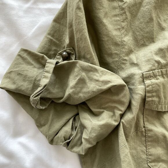 Y2K Harley Davidson Army Green Utility Shirt 100% Cotton Top Womens Size XL - Picture 6 of 10